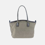 Plinio Visona Canvas Tote and Outer Leather Pocket in Brown - Big Bag NY