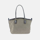 Plinio Visona Canvas Tote and Outer Leather Pocket in Brown - Big Bag NY