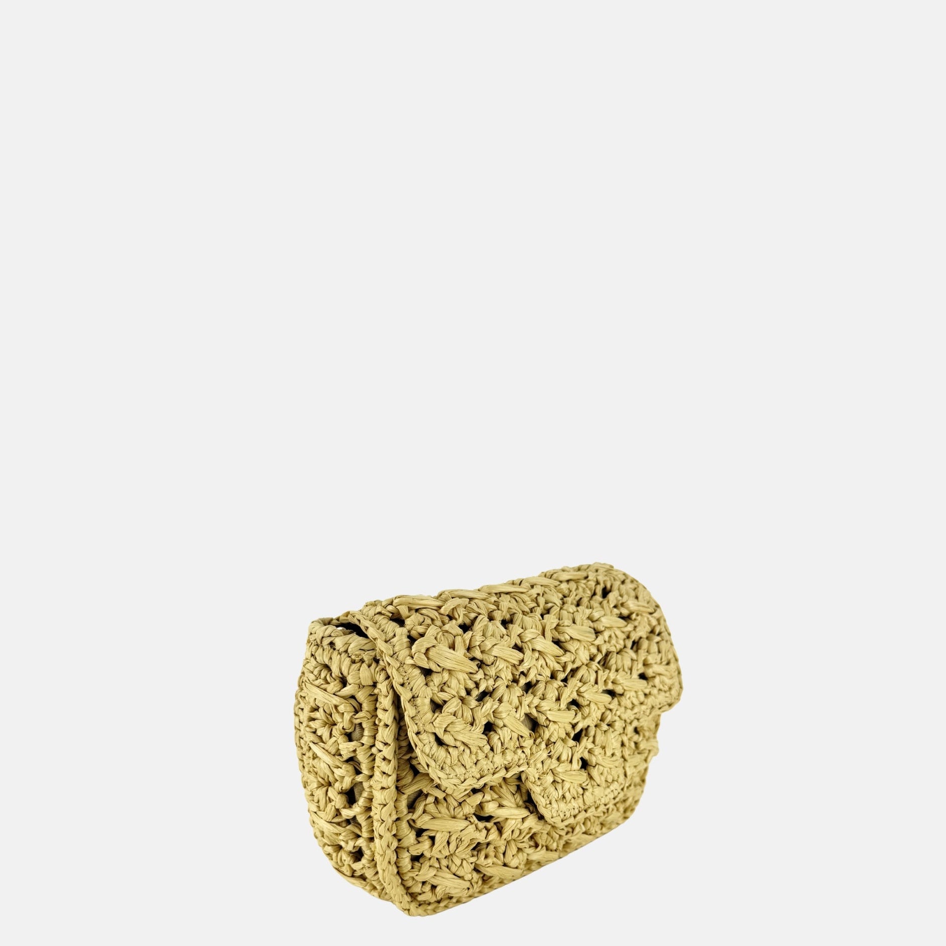 Caterina Bertini Small Crochet Flapover Shoulder Bag in Natural - Big Bag NY