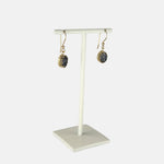 Ithil Oval Pewter Druzy Dangle Earrings in Gold - Big Bag NY