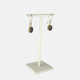 Ithil Oval Pewter Druzy Dangle Earrings in Gold - Big Bag NY