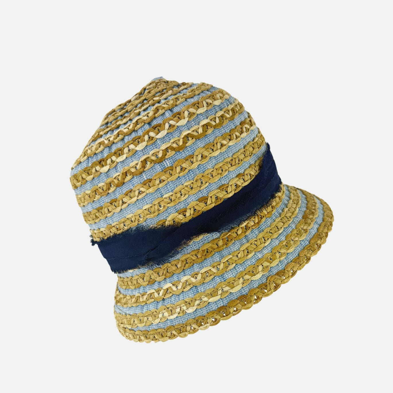 Ferruccio Vecchi Carmen Crochet Summer Hat in Blue - Big Bag NY