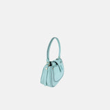 Plinio Visona Small Whip Stitched Shoulder Hobo Bag with Outer Pocket in Cristallo - Big Bag NY