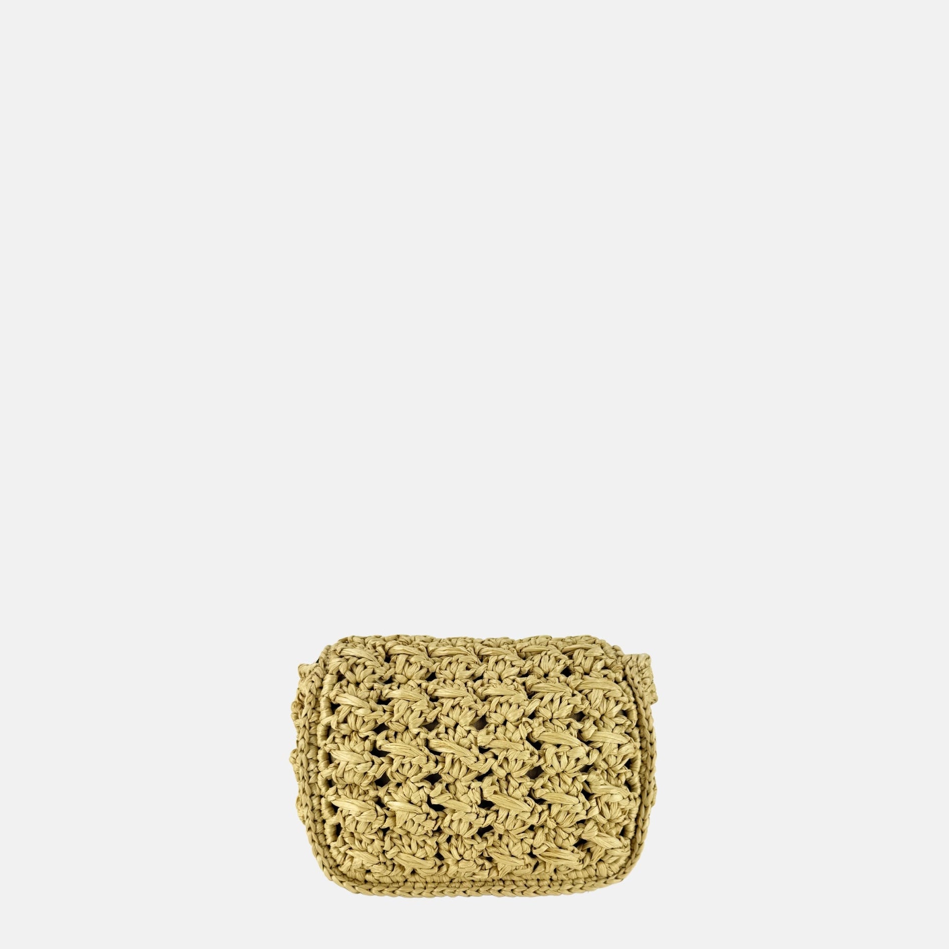 Caterina Bertini Small Crochet Flapover Shoulder Bag in Natural - Big Bag NY