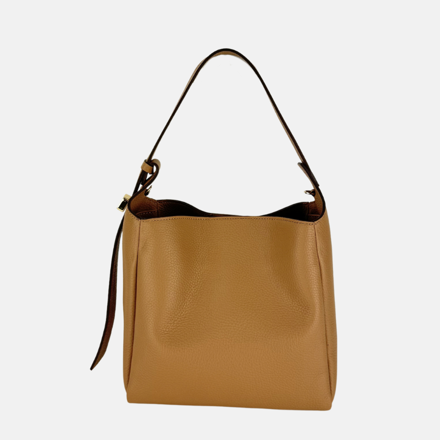 Eva Small Leather Bucket Bag