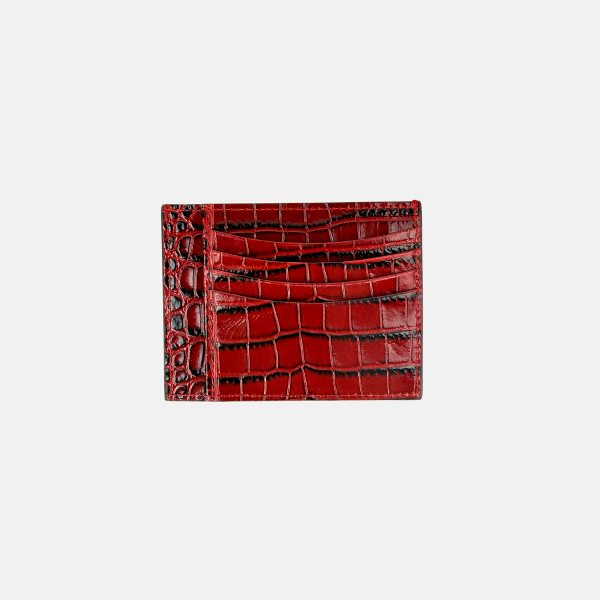 Biagini Croco Embossed Compact Credit Card Organizer in Wine Red - Big Bag NY
