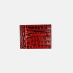 Biagini Croco Embossed Compact Credit Card Organizer in Wine Red - Big Bag NY
