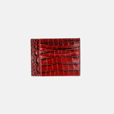 Biagini Croco Embossed Compact Credit Card Organizer in Wine Red - Big Bag NY