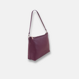 Plinio Visona Basic Zip Shoulder in Leather in Burgundy - Big Bag NY