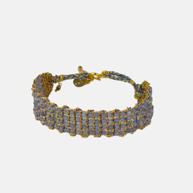 DAG Gioielli Woven Bracelet with Rutilated Quartz Gemstones - Big Bag NY