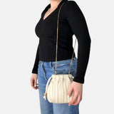 Ruched Lambskin Mini Shoulder Bag in Cream - Big Bag NY