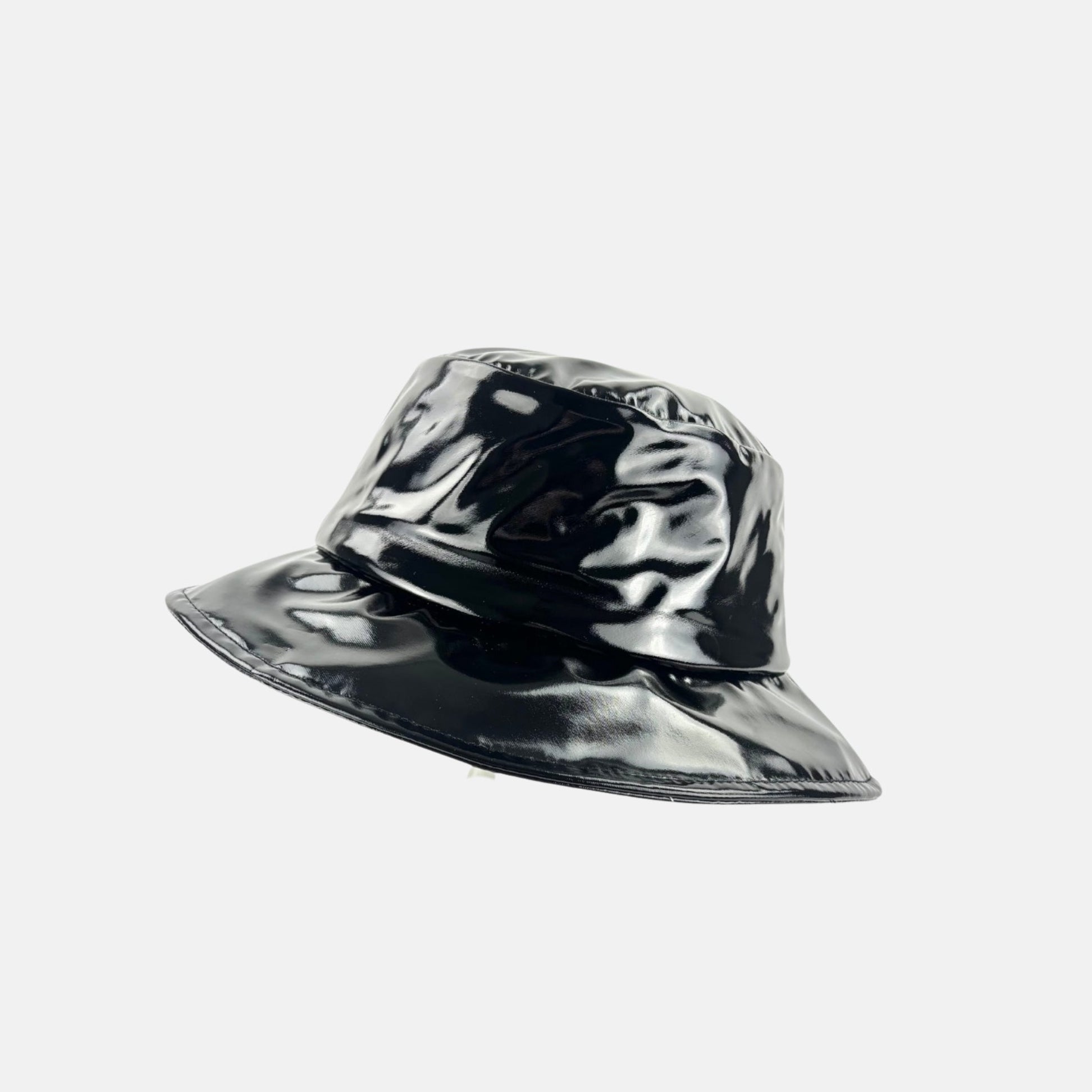 Grevi Glossy Bucket Rain Hat in Black - Big Bag NY