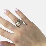 Silver and Rose Gold Spinner Ring with Garnet - Big Bag NY