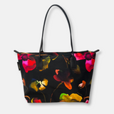 Roberta Pieri Robertina Large Tote in Flower Print Black - Big Bag NY