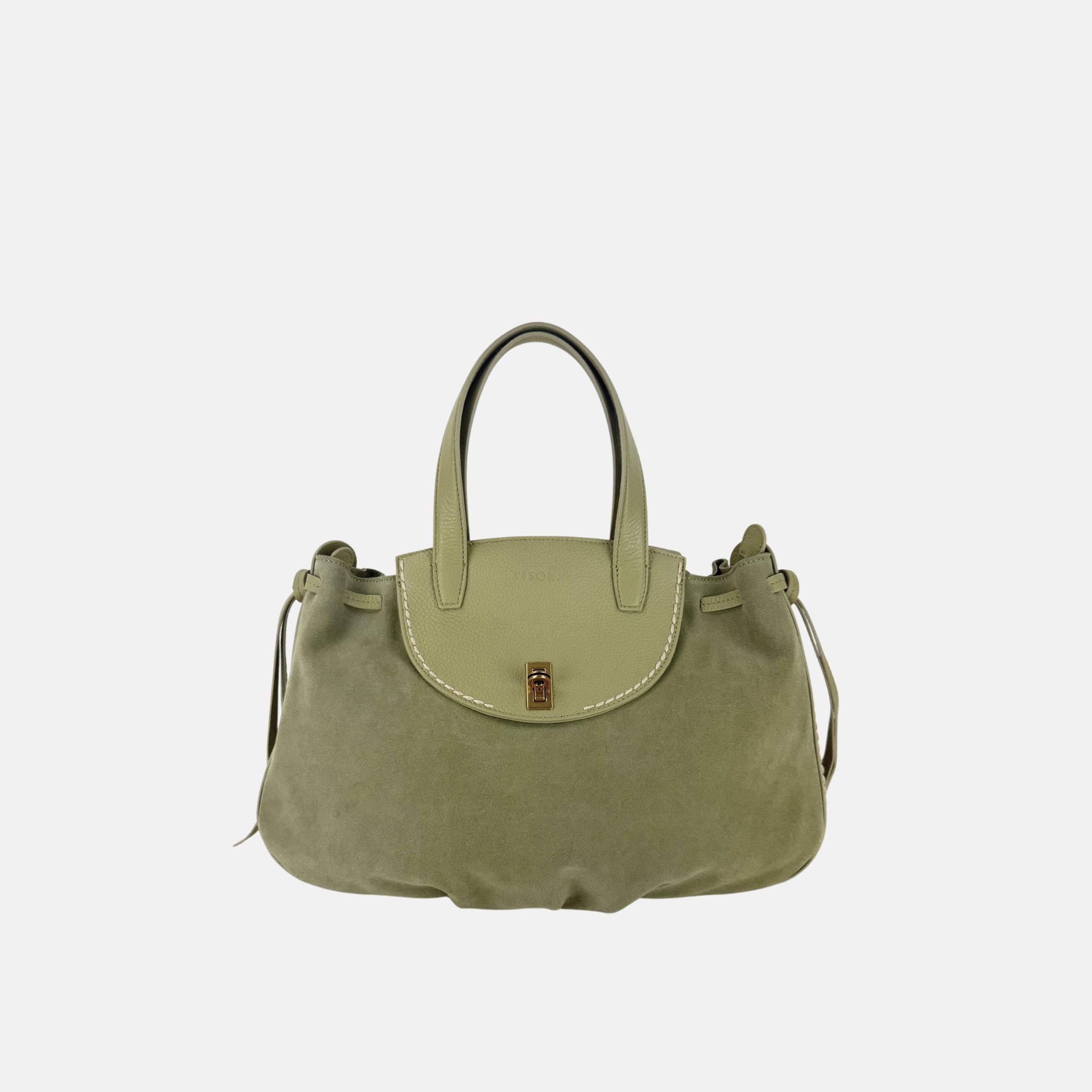 VISONA Medium City Handbag in Olive - Big Bag NY