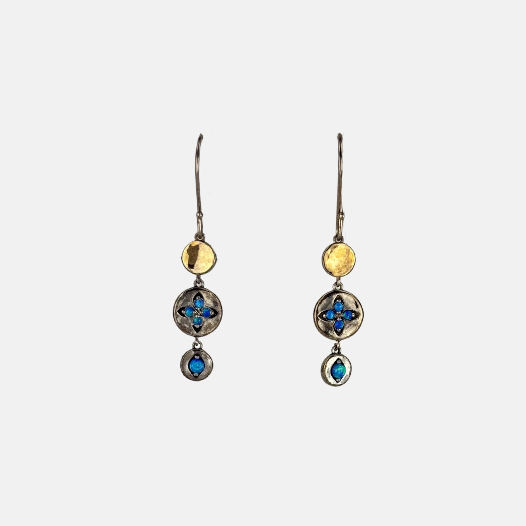 Ithil Three Tiered Opal Cross Dangle Earrings - Big Bag NY