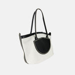 Plinio Visona Canvas Tote and Outer Leather Pocket in Grey - Big Bag NY