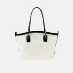 Plinio Visona Canvas Tote and Outer Leather Pocket in Grey - Big Bag NY