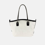 Plinio Visona Canvas Tote and Outer Leather Pocket in Grey - Big Bag NY