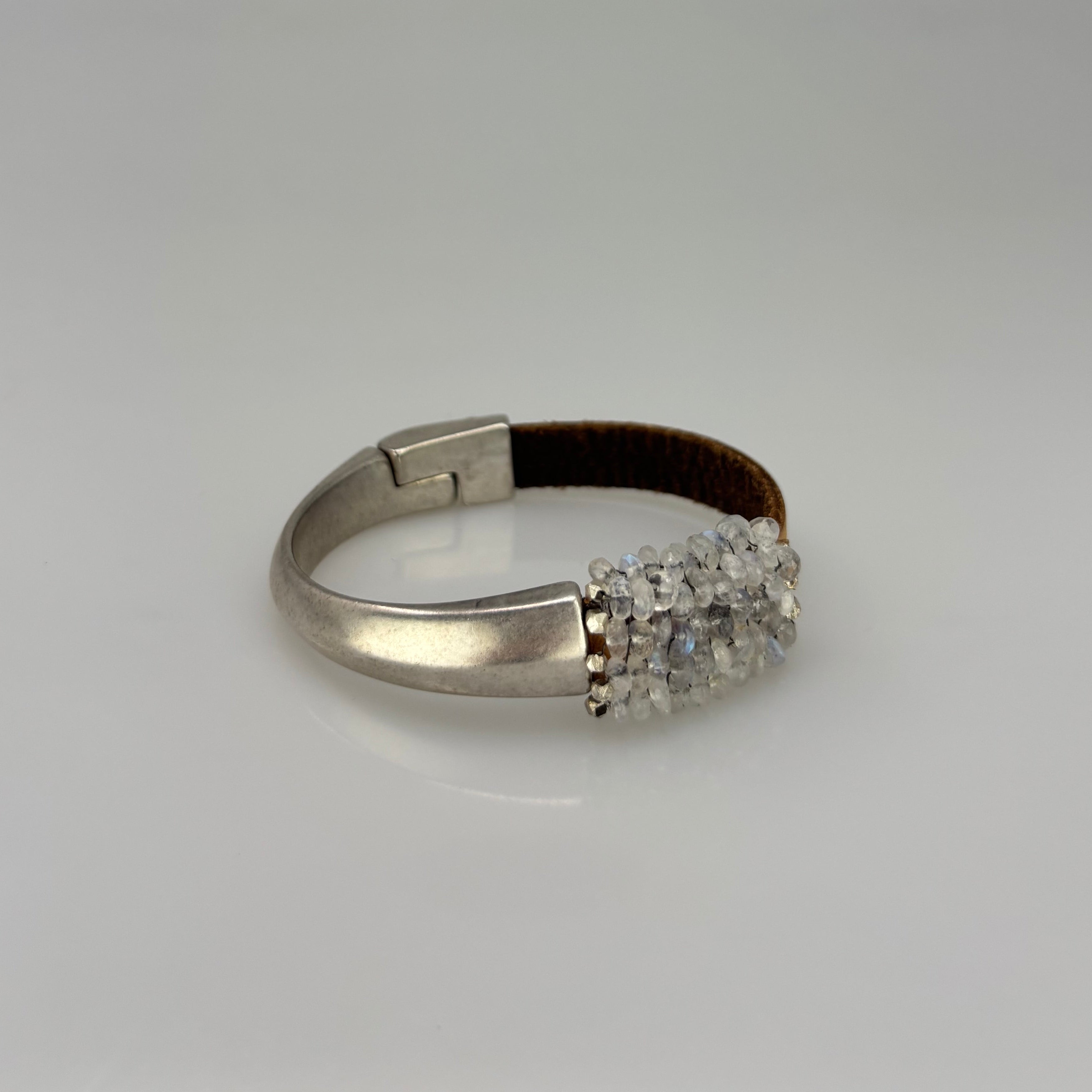 Martell Moonstone and Leather Wide Cuff - Big Bag NY