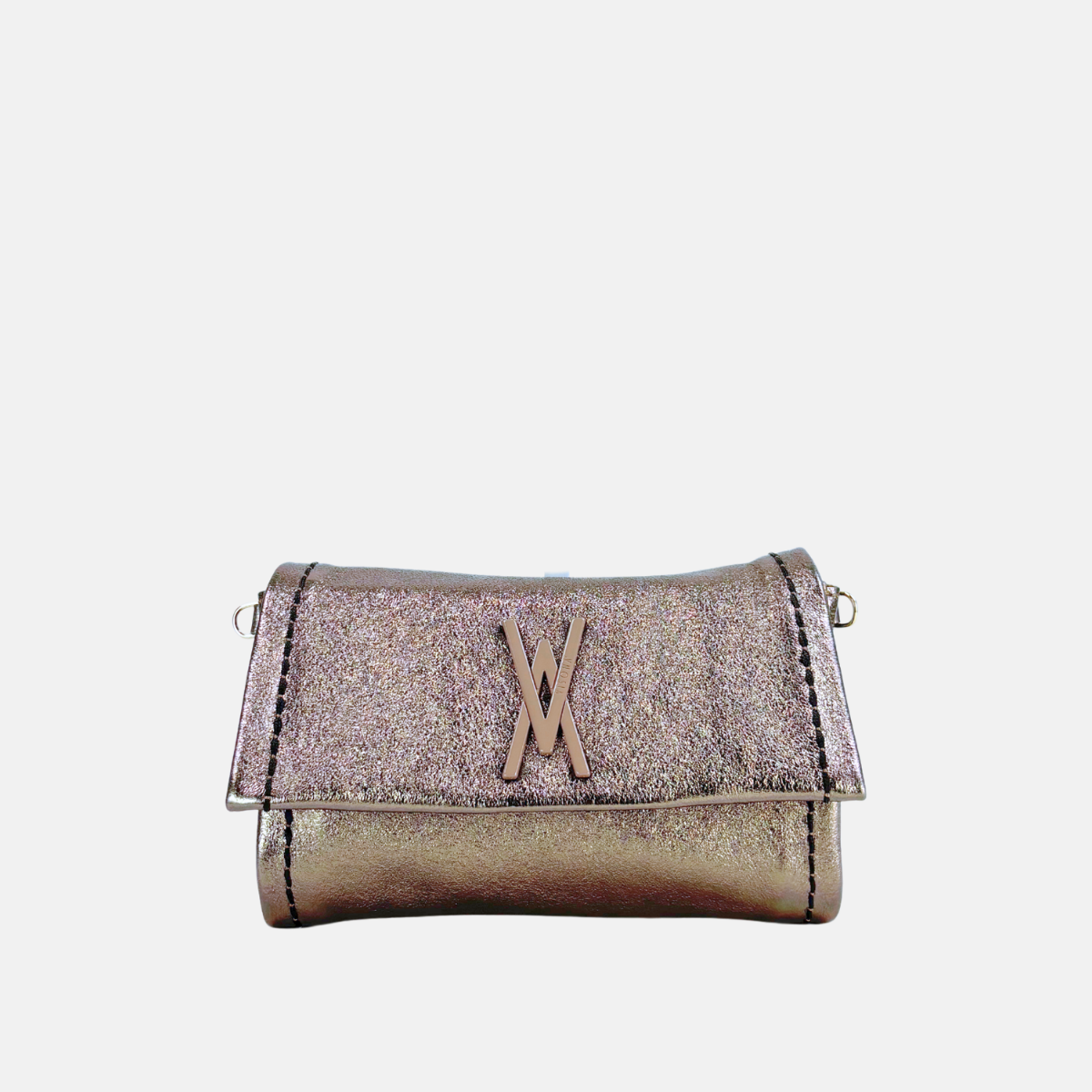  Plinio Visona VALENTINA Small Metallic Flap Clutch - Big Bag NY