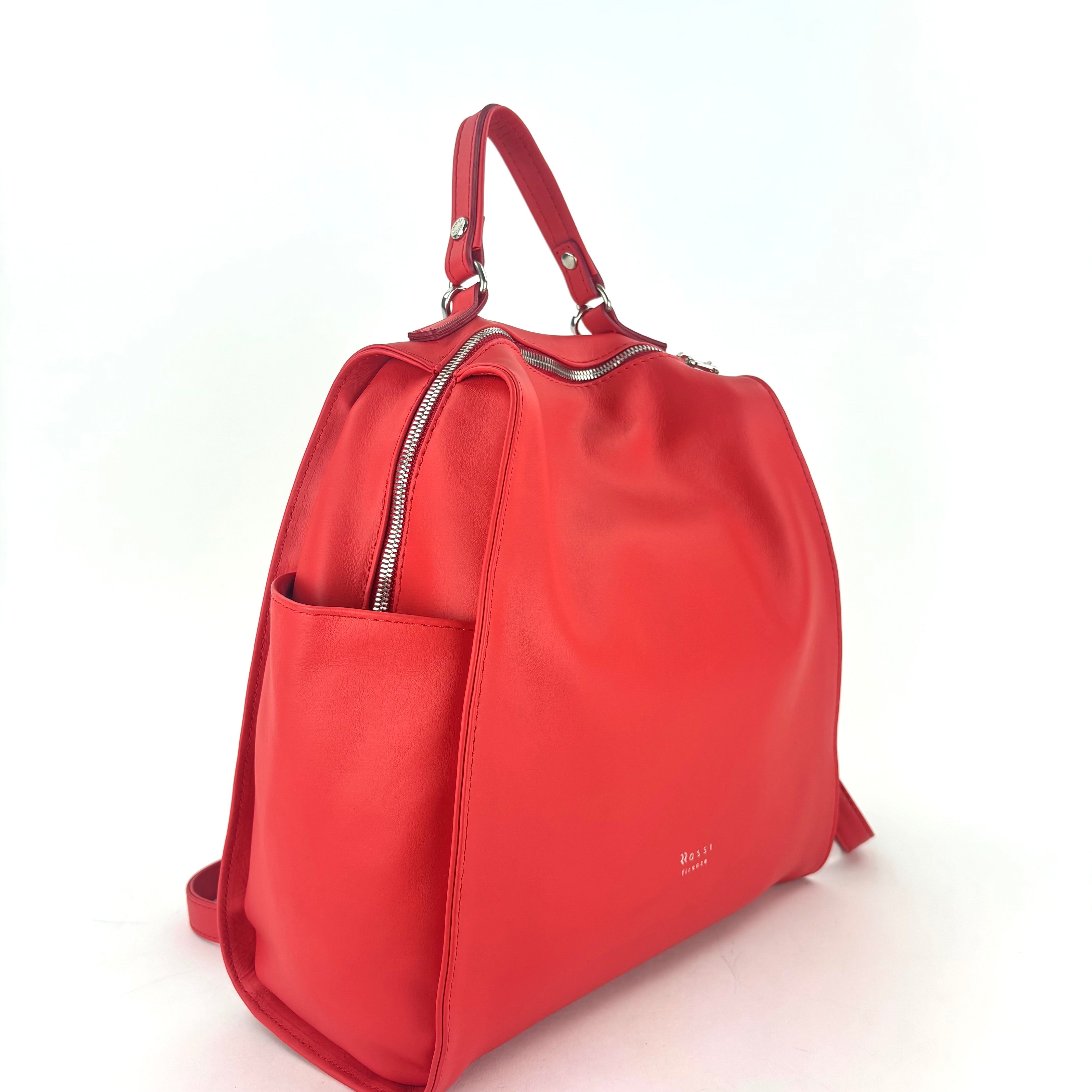 Ultrasmooth Calf Leather Box Backpack Red - Big Bag NY