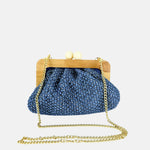 Caterina Bertini Small Bamboo Frame Clutch in Blue - Big Bag NY