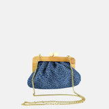 Small Bamboo Frame Clutch in Blue