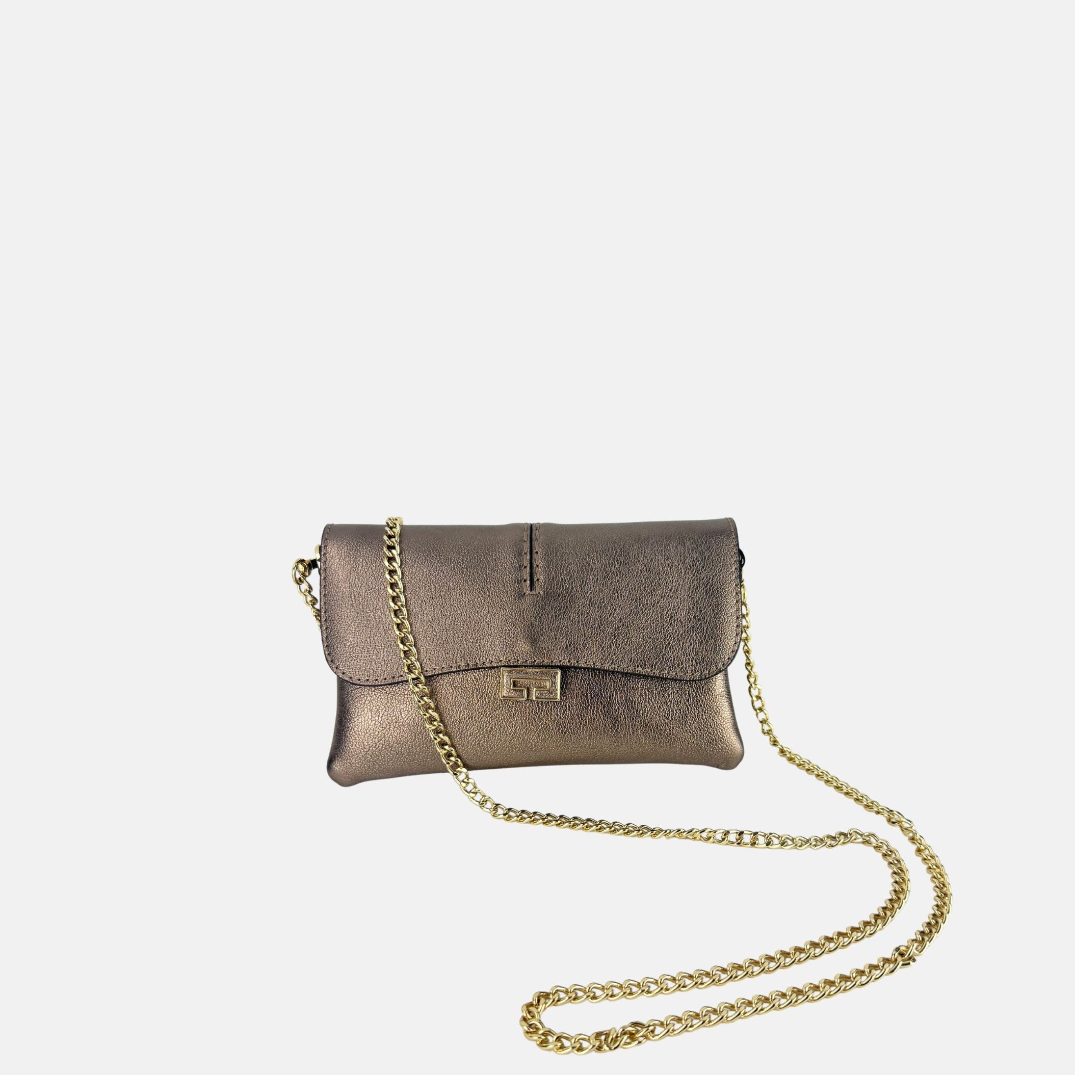 LORISTELLA Clea Small Double Pocket Satchel in Bronze - Big Bag NY