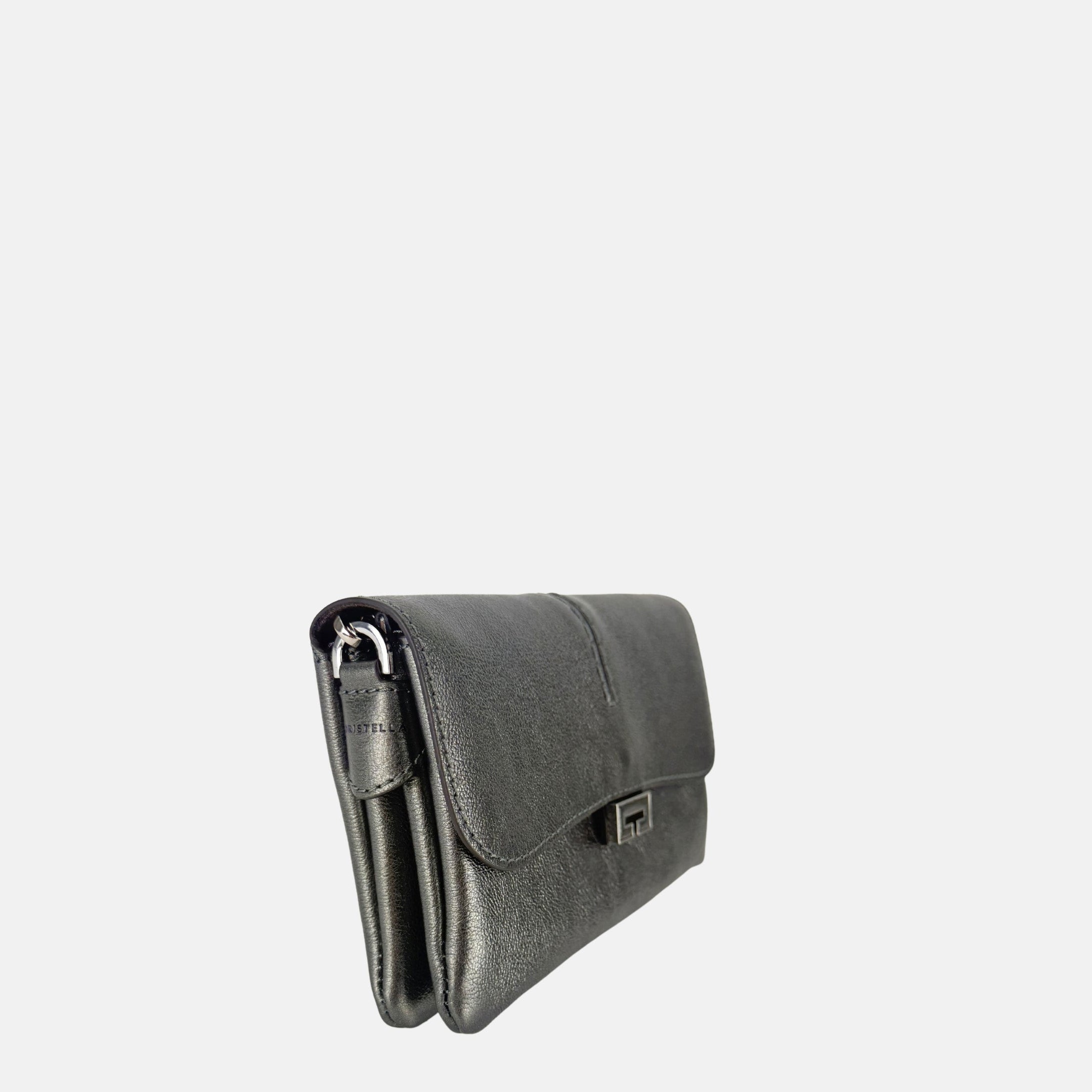 LORISTELLA Clea Small Double Pocket Satchel in Pewter - Big Bag NY