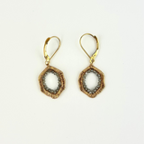 Woven Grey Diamond Hexagon Earrings - Big Bag NY