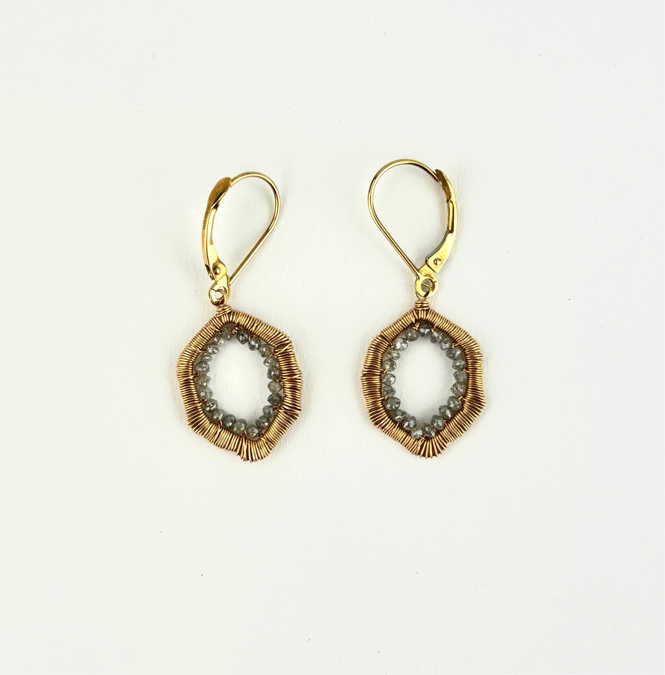 Woven Grey Diamond Hexagon Earrings - Big Bag NY