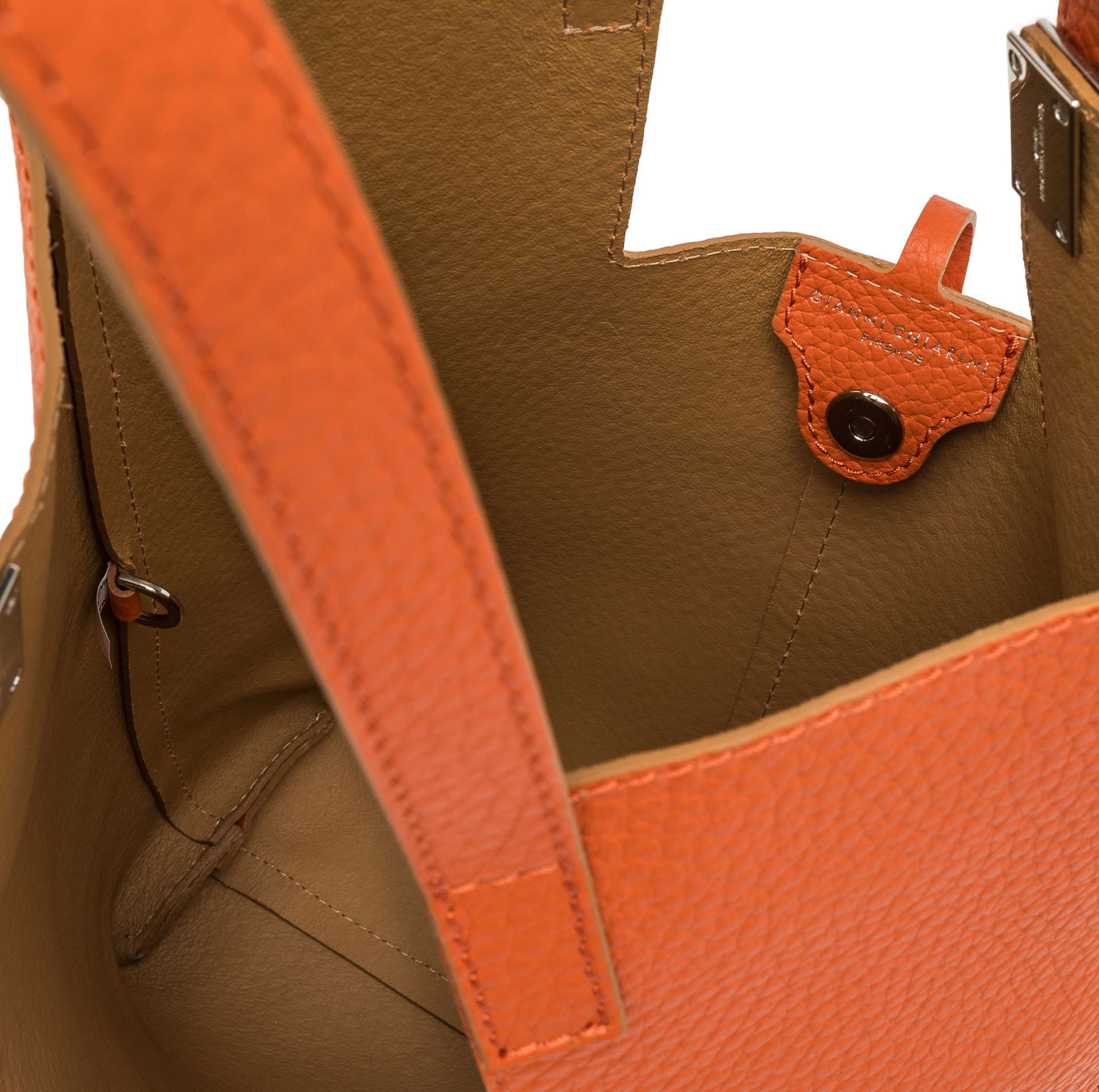 Gianni Chiarini Ava Leather Bucket Tote Coral - Big Bag NY