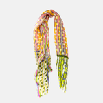 Storiatipic Bubble Linen Scarf with Jacquard Trim in Yellow - Big Bag NY