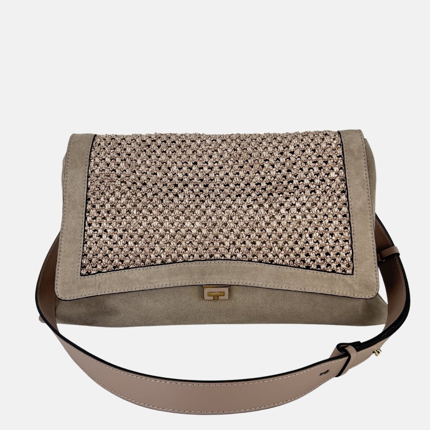 LORISTELLA Kendall Raffia and Suede Satchel Bag - Big Bag NY
