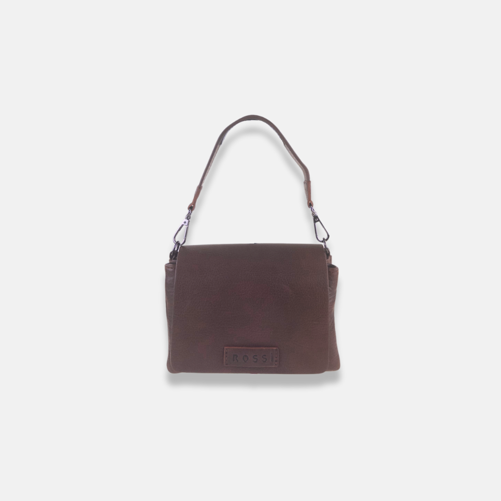 Rossi Front Flap Leather Crossbody in Brown - Big Bag NY