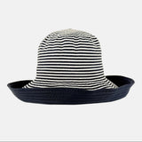 Grevi Wide Brim Striped Cotton Bucket Hat  in Navy - Big Bag NY