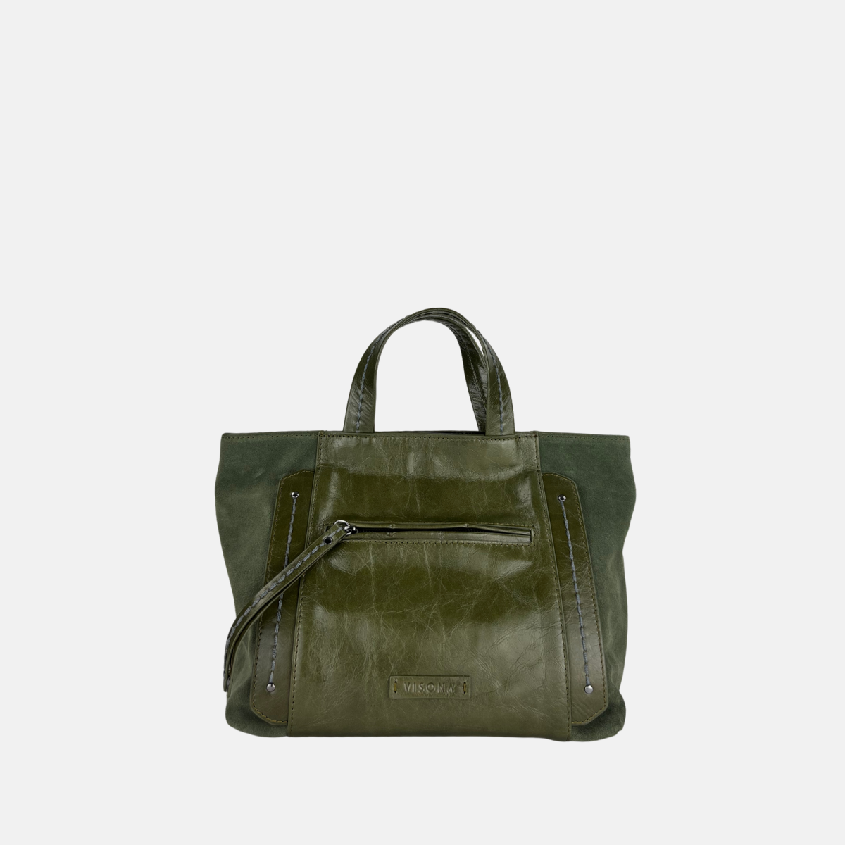 Plinio Visona MARYLIN Medium Top Handle Tote and Shoulder Bag Moss- Big Bag NY