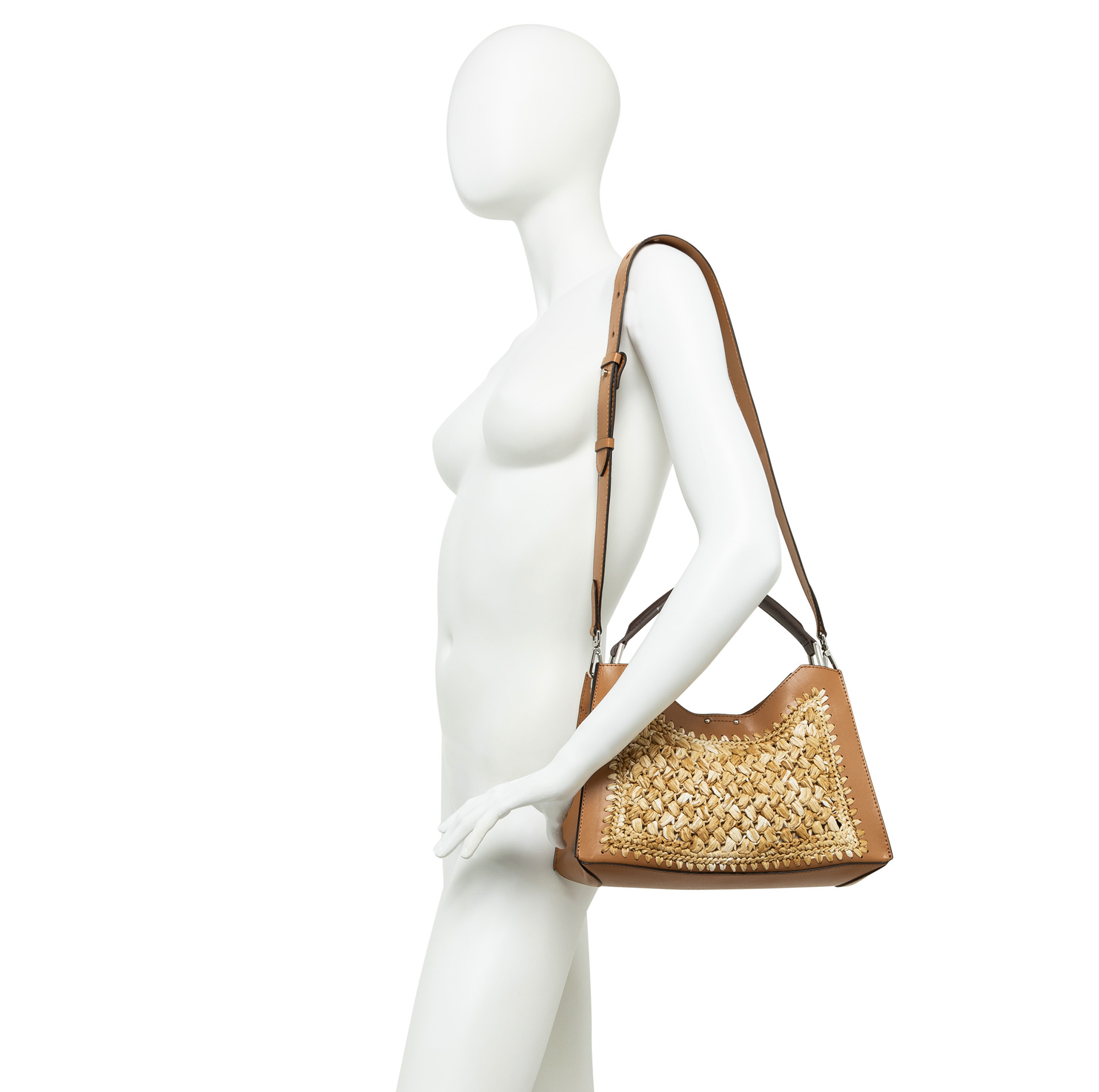 Gianni Chiarini Aurora Braided Raffia Leather Handle Bag - Big Bag NY