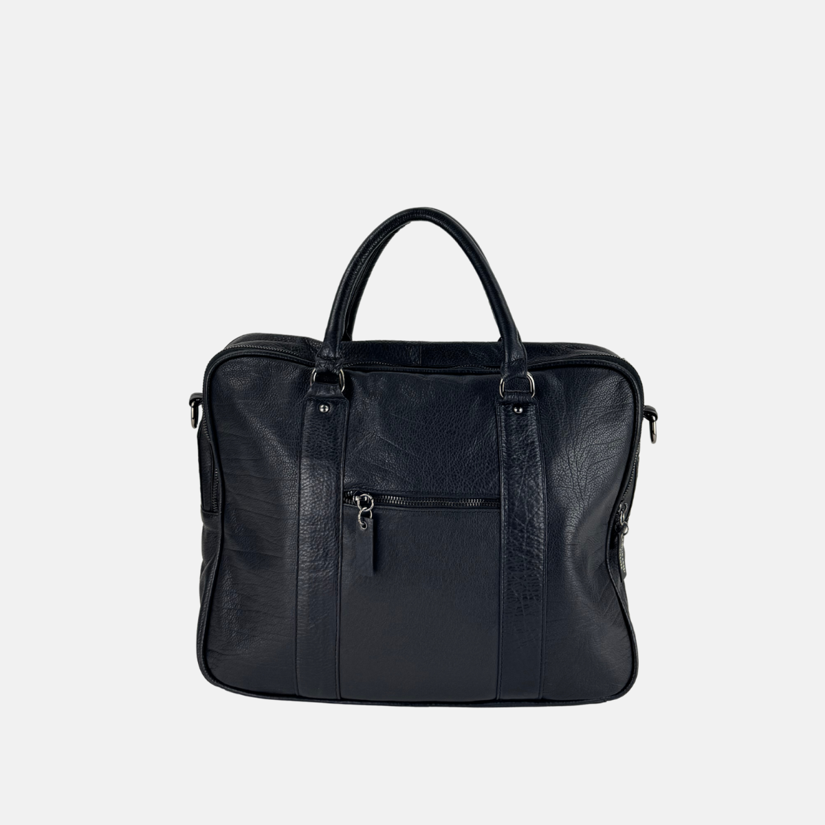 Bruno Rossi Leather Briefcase Black - Big Bag NY