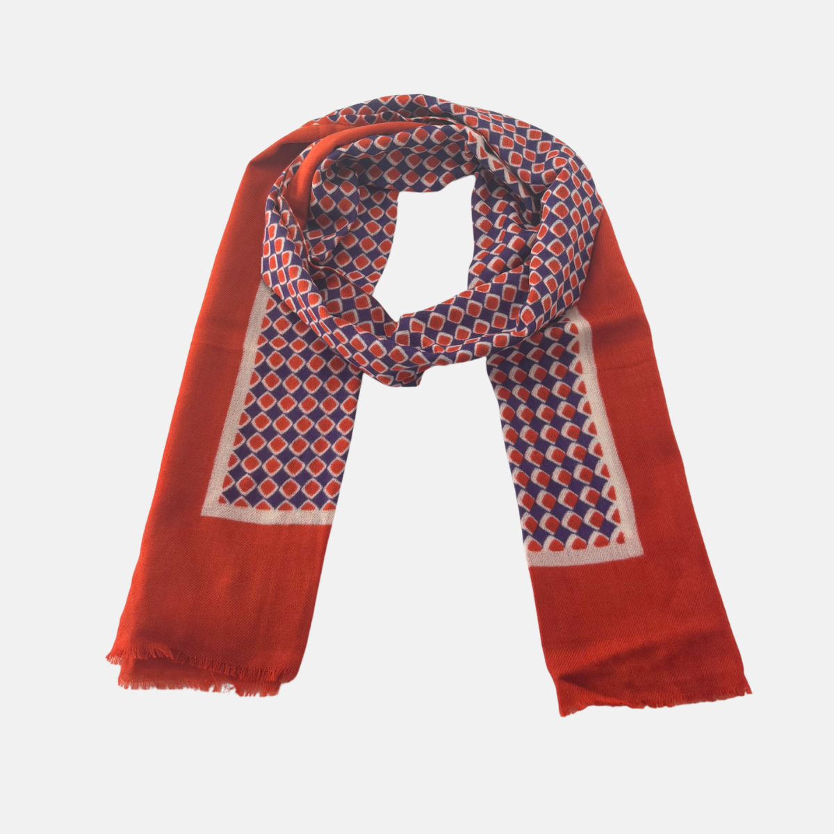 Tradition Textiles Orange and Purple Geo Scarf - Big Bag NY