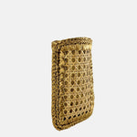 Caterina Bertini Straw Caning Phone Bag in Gold - Big Bag NY