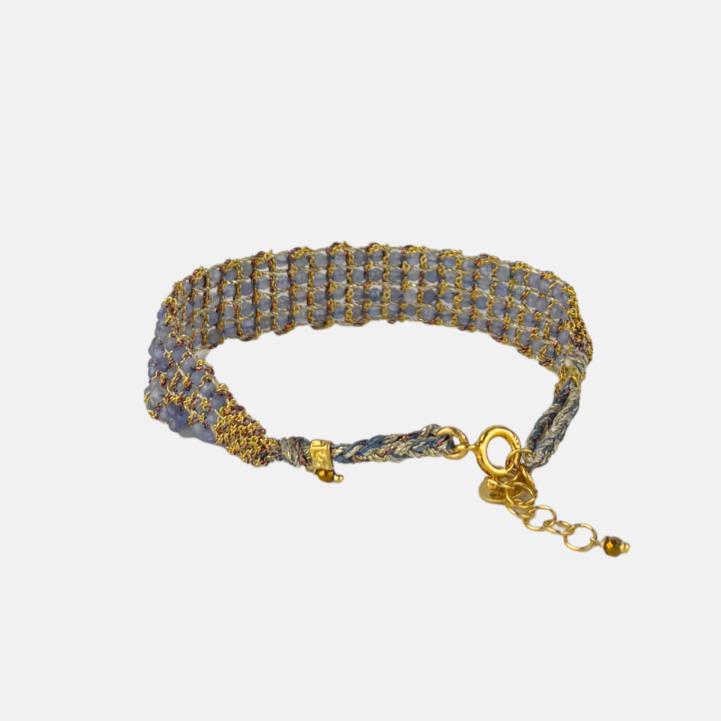 DAG Gioielli Woven Bracelet with Rutilated Quartz Gemstones - Big Bag NY