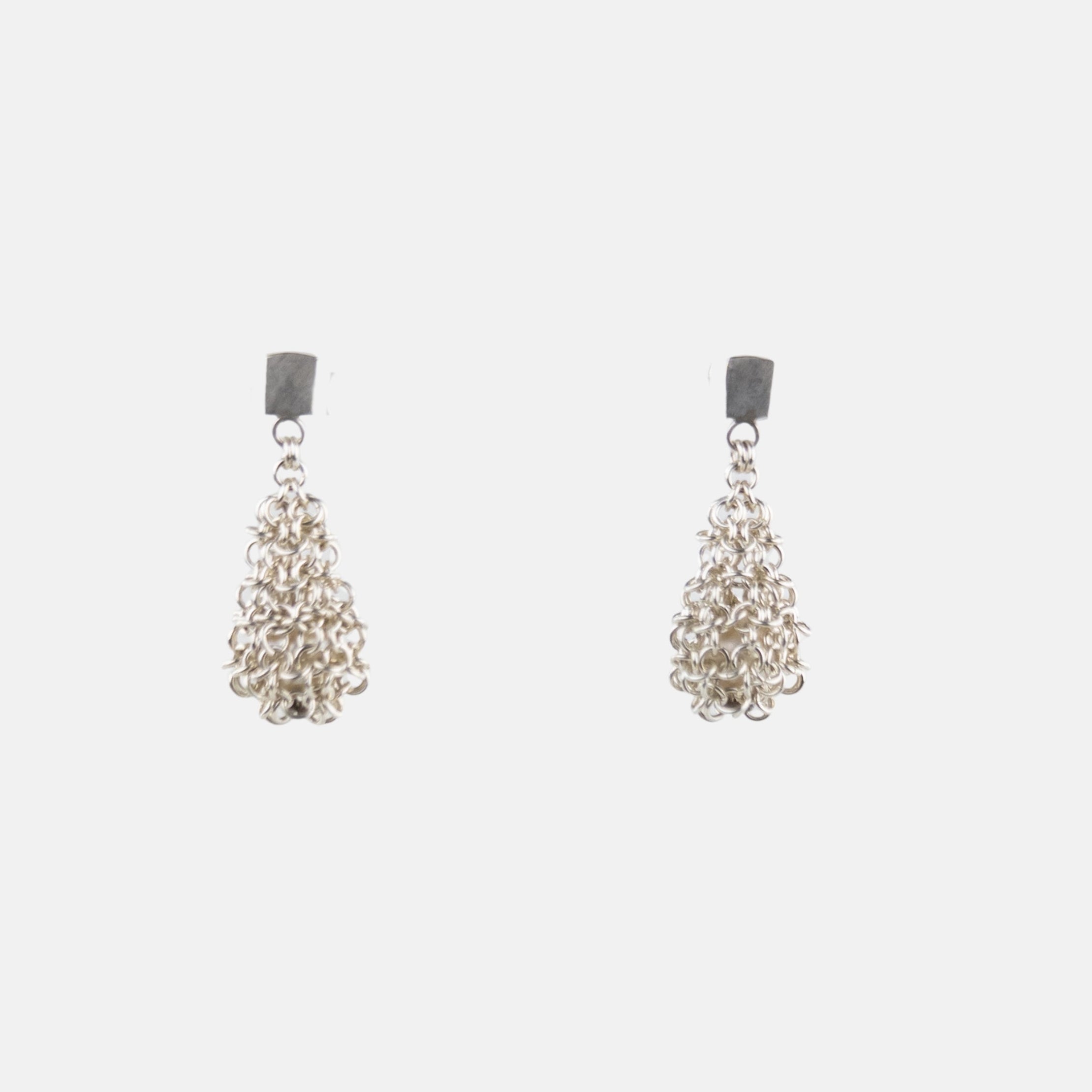 Alison Evans Long Silver Chainmail Earrings - Big Bag NY