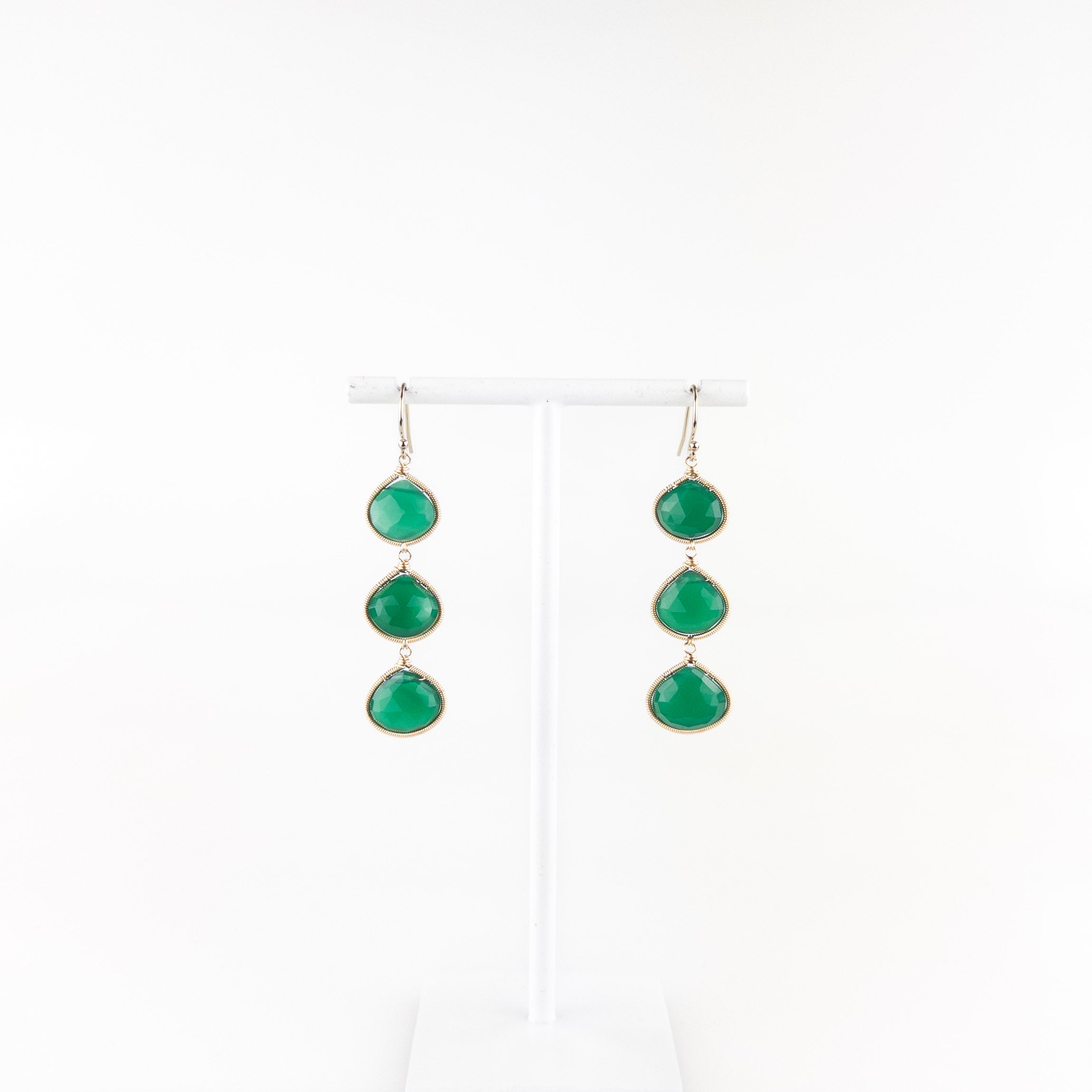 Lina's Double Teardrop Earring Green Onyx - Big Bag NY