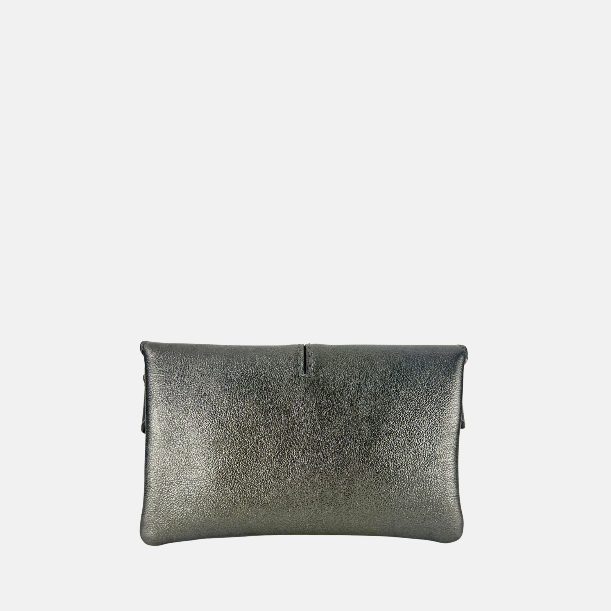 LORISTELLA Clea Small Double Pocket Satchel in Pewter - Big Bag NY