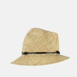 Caterina Asymmetrical Raffia Trilby Hat in Natural - Big Bag NY