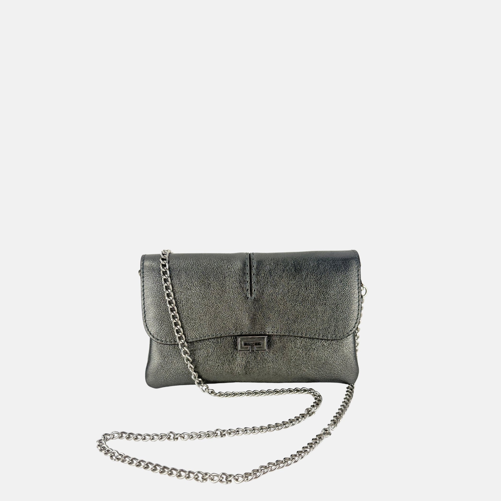 LORISTELLA Clea Small Double Pocket Satchel in Pewter - Big Bag NY