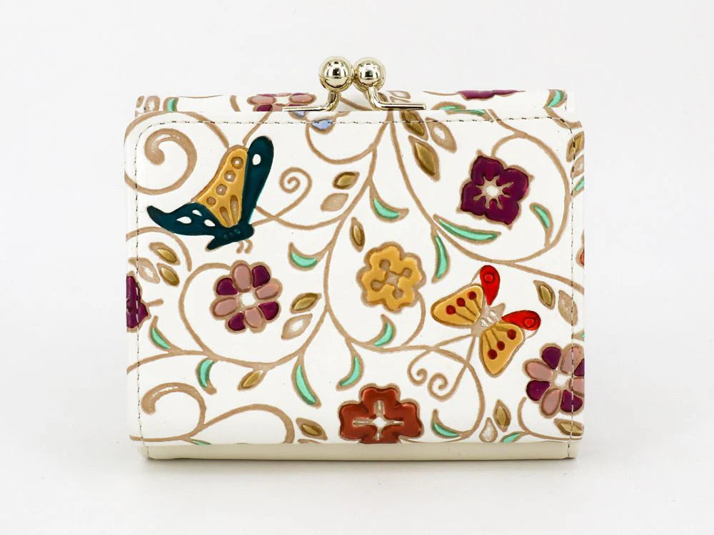 Butterflies and Golden Flowers Small Gamaguchi Trifold Wallet - Big Bag NY