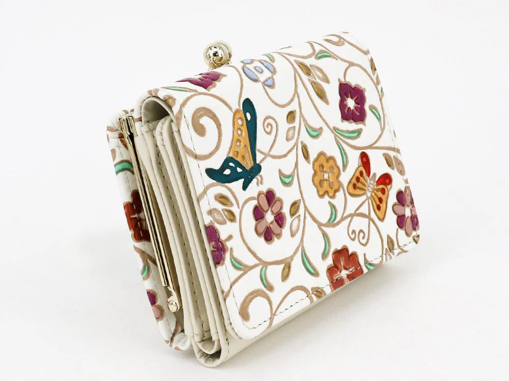 Butterflies and Golden Flowers Small Gamaguchi Trifold Wallet - Big Bag NY